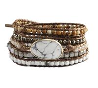 ZOSOJONA Women Wrap Bracelet Boho Natural Jasper Crystal Stone Beads Strand Bracelets, One Size, Stone, Agate