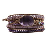 ZOSOJONA Women Wrap Bracelet Boho Natural Jasper Crystal Stone Beads Strand Bracelets, One Size, Stone, Agate