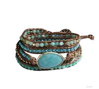 ZOSOJONA Women Wrap Bracelet Boho Natural Jasper Crystal Stone Beads Strand Bracelets, One Size, Stone, Agate
