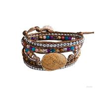ZOSOJONA Women Wrap Bracelet Boho Natural Jasper Crystal Stone Beads Strand Bracelets, One Size, Stone, Agate