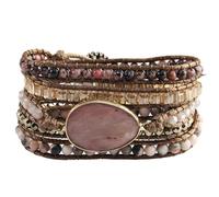 ZOSOJONA Women Wrap Bracelet Boho Natural Jasper Crystal Stone Beads Strand Bracelets, One Size, Stone, Agate