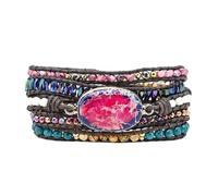 ZOSOJONA Women Wrap Bracelets Boho Natural Stone Jasper Turquoises Strand Bracelet Jewelry Collection, L, Stone, Agate