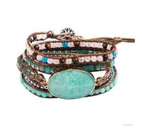 ZOSOJONA Women Wrap Bracelets Boho Natural Stone Jasper Turquoises Strand Bracelet Jewelry Collection, One Size, Stone, Agate