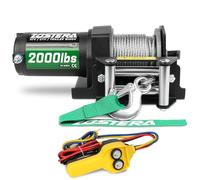 Zostera 2000lb Winch for ATV,Small Electric Winch 12V with Steel Cable,ATV Winch with Wired Manual Remote Control Switch,IP65 Waterproof,with Mounting Plate,with Roller Fairlead&Hook