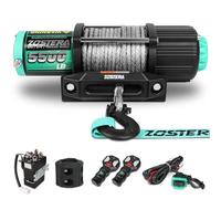 Zostera 5500lbs ATV/UTV Winch with Synthetic Rope, 12V Boat Trailer Electric Winch Waterproof Winch with 2 Wireless Remotes and Switch