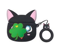ZOSTLAND Wireless Earphone Case,Kitty Thick Soft Portable Silicone Protective Shockproof Skin Cover Storage Box Compatible with Apple AirPods 2&1 AirPods Charging Station Case (Black Cat,AirPods 2&1)