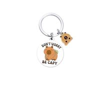 Zosutetoxo 1stick Capybara Keychain Ladies: Cute Key Holder with 'Don't Worry Be Capy' Engraving, Capybara Keychain as Unique Gift