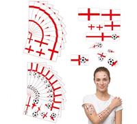 Zosutetoxo 20 Sheets England Flag Temporary Tattoos，55 Pieces World Cup 2026 Temporary Tattoos,Cross Stickers for Football World Cup Fan Parties