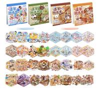 Zosutetoxo 4 pcs 3D Sticker Book DIY Miniature House - Aesthetic Stickers for Journaling - Kawaii Scrapbook Stickers Set - Craft Set for Children and Adults