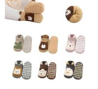 Zosutetoxo 6 Pair Non-slip Baby Socks: Animal-themed Children's Socks with All-over Gripper Dots, Warm Non-slip Socks for Toddlers Learning to Walk