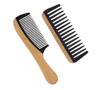 Zosutetoxo Bamboo Comb Set with 2 Detangling Combs Wide Tooth Comb for Wet Hair and Curls Plastic-Free Static-Reducing
