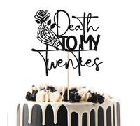 Zosutetoxo Death to My Twenties Cake Topper, Rip to My 20s Décor for 30th Birthday Party, Black Glitter Cake Topper