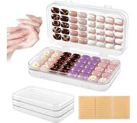 Zosutetoxo Foldable Press on Nails Storage, Transparent Nail Display Box 4-Sided with Adhesive Tape, Organizer for False Nails & Nail Studio, a Thoughtful Gift