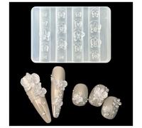 Zosutetoxo Nails Mold, Nail Stamping Nail Design Set with 3D Gel Nail Art Silicone Mold, Phalaenopsis Flower Nail Stencils for DIY Nail Art