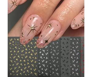 Zosutetoxo Stickers, 6PCS Self-adhesive Star Nail Stickers, Nail Art Laser Star Stickers in Y2K Style as Nail Design Accessories for Women and Girls