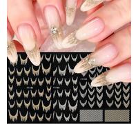 Zosutetoxo Stickers, self-adhesive french tip nail stickers, gold silver nail decals for nail art as nail design accessory for DIY manicure