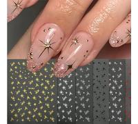 Zosutetoxo Stickers, self-adhesive nail stickers for nail art, heart nail decals for Valentine's Day in pink, black, and white as nail design accessories for women and girls