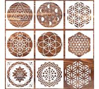 zosylley Sacred Geometry Stencil 8x8inch Reusable Hexagon Mandala Stencils Metatron's Cube/The Flower of Life Drawing Templates for Wall Canvas Paper Art Crafts