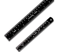 Zotemo Metal Ruler Kit 12 Inch and 6 Inch, Stainless Steel Rulers with Centimeters, Millimeters, Inches and Conversion Table for Office and School, Easy to Read Metric Rule Set, 2 Pack