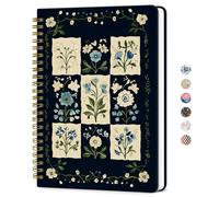 ZOTIA Lined Spiral Journal Notebook for Women, A5 College Ruled Journals for Writing, Hardcover Notebooks for Work, Note Taking and Office School Supplies, 140 Pages - Blue Patchwork