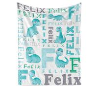 ZOTIMEF Custom Baby Blanket - Multi-Fonts Name with Dinosaurs Design - Personalized Flannel Blanket Soft Plush for Boys Girls Holidays Birthdays Gifts Colour04