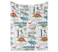 ZOTIMEF Custom Baby Blanket - Multi-Fonts Name with Dinosaurs Design - Personalized Flannel Blanket Soft Plush for Boys Girls Holidays Birthdays Gifts Colour20