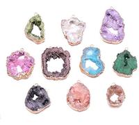 Zotoone 5 Pieces Natural Irregular Agate Charms Geode Quartz Slice Crystal Druzy Pendant for Necklace DIY Jewelry Making