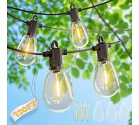 ZOTOYI 120FT IP65 Outdoor Festoon Lights with 33+3 Plastic Shatterproof Bulbs(S14) Dimming Support (dimmer not Included), 36.5M Mains Powered Garden Lights for Pub Gathering Party Camping, Warm White