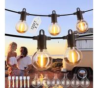 ZOTOYI 240FT/73M Festoon Lights Outdoor Mains, IP65 Waterproof & Shatterproof Garden String Lights Support for Dimming (Dimmer not Included), Indoor-Outdoor String Lights, Warm White 120FT 2Pack.