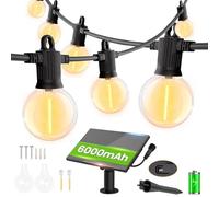 ZOTOYI Solar Festoon Lights Outdoor, 30M/100FT Garden String Festoon Lights IP65 Waterproof with 40+2 Globe Shatterproof LED Bulbs, G40 Warm White String Lights for Yard Gazebo Fence Party Roof