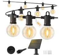 ZOTOYI Solar Outdoor String Lights, G40 31FT/9M Waterproof Garden Lights with Dimmable 2700K Warm White, Ideal for Patio & Balcony Decor, IP65 - Solar Lights Outdoor Garden