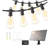 ZOTOYI Solar Powered Festoon Lights Outdoor, 15Meter IP65 Waterproof Solar String Lights Garden with 24+2pcs Shatterproof LED Plastic Bulbs 4 Light Modes for Wedding Party Gazebo Backyard Terrace