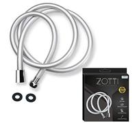 ZOTTI PVC Shower Hose 2m Replacement - Silver Universal Flexible Anti-Kink & Anti-Twist, High Pressure Leak-Proof with Brass Connectors, Easy Clean, Fits Standard Handheld Shower Heads