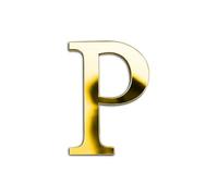 ZoTuoART Gold 20cm Large Size Thickened 3D Acrylic Mirror Letters - Free Combination Self Adhesive Mirrors - DIY Safety Alphabet Wall Stickers Decor (Letter P)