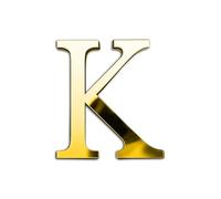 ZoTuoART Gold 20cm Large Size Thickened 3D Acrylic Mirror Letters - Free Combination Self Adhesive Mirrors - DIY Safety Alphabet Wall Stickers Decor (Letter K)