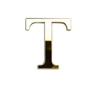 ZoTuoART Gold 20cm Large Size Thickened 3D Acrylic Mirror Letters - Free Combination Self Adhesive Mirrors - DIY Safety Alphabet Wall Stickers Decor (Letter T)