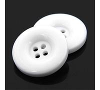 ZoTuoART Round Resin Buttons, Four-Hole, Flat, Replacement Buttons for Coats Shirts Trousers Clothing Accessories DIY Sewing Craft, White, 34mm(1.3''), 10Pcs