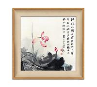 ZoTuoART Traditional Chinese Painting With Frame Square 10x10inches Splash ink Master Red Lotus Canvas GICLEE Prints - Lotus Collection by Chang Dai-Chien