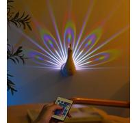 ZOUBAOQ Peacock Wall Light,Peacock Projection Desk Lamp,Remote Control LED Night Light,Modern Decorative Lighting Bedroom Projection lamp,7 Color Adjustment for Home Decorative