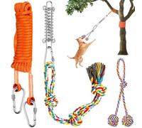 Zouboto Outdoor Hanging Bungee Dog Toy, Interactive Tether Tug of War Toy for Pitbull Small to Large Breeds,Tree Tugger Rope with Spring Pole & 2 Pack Dog Rope Toys