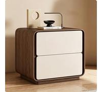 Zoueiiaa Bedside Table, Simple Modern Small Bedroom Bedside Table, Style Minimalist, Leather Storage Cabinet, Storage Cabinet, Nightstand with 2-Tier Drawers, for Bedroom Living Room(A,50cm)