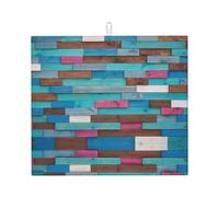 Zouey Absorbent Dishes Drainer Mats,Dish Drying Pad Kitchen Counter Sink Mat 41X46 cm,Blue Colorful Tree