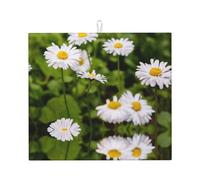 Zouey Absorbent Dishes Drainer Mats,Dish Drying Pad Kitchen Counter Sink Mat 41X46 cm,Bright Flower Lovely Daisy