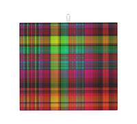 Zouey Absorbent Dishes Drainer Mats,Dish Drying Pad Kitchen Counter Sink Mat 41X46 cm,Bright Fruity Tropical Plaid Madras Summer