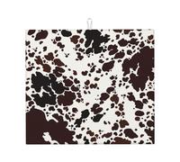 Zouey Absorbent Dishes Drainer Mats,Dish Drying Pad Kitchen Counter Sink Mat 41X46 cm,Brown Spots Cow Skin