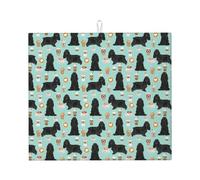 Zouey Absorbent Dishes Drainer Mats,Dish Drying Pad Kitchen Counter Sink Mat 41X46 cm,Cocker Spaniel With Coffees Black Cocker Spaniel Dog