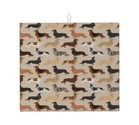 Zouey Absorbent Dishes Drainer Mats,Dish Drying Pad Kitchen Counter Sink Mat 41X46 cm,Dachshund