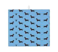 Zouey Absorbent Dishes Drainer Mats,Dish Drying Pad Kitchen Counter Sink Mat 41X46 cm,Dachshund Love In Blue