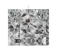 Zouey Absorbent Dishes Drainer Mats,Dish Drying Pad Kitchen Counter Sink Mat 41X46 cm,Diamond Texture Style Crystal