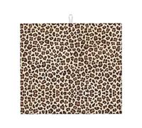 Zouey Absorbent Dishes Drainer Mats,Dish Drying Pad Kitchen Counter Sink Mat 41X46 cm,Leopard Print